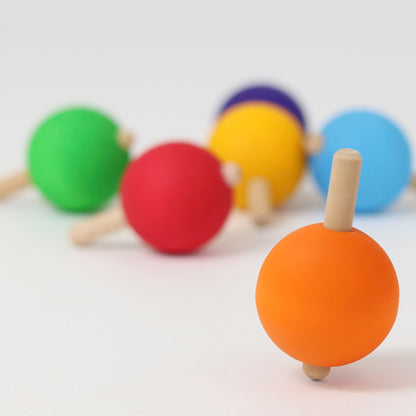 Grimms Set of 6 Rainbow Spinning Tops | Bright