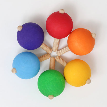 Grimms Set of 6 Rainbow Spinning Tops | Bright