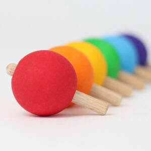 Grimms Set of 6 Rainbow Spinning Tops | Bright