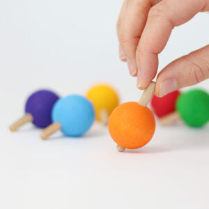 Grimms Set of 6 Rainbow Spinning Tops | Bright